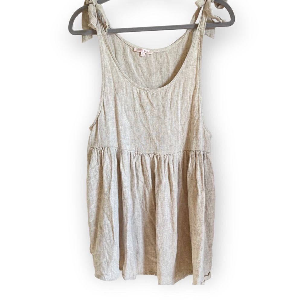 Lottie Moss Linen Blend Beige Tunic Tie Tank Small